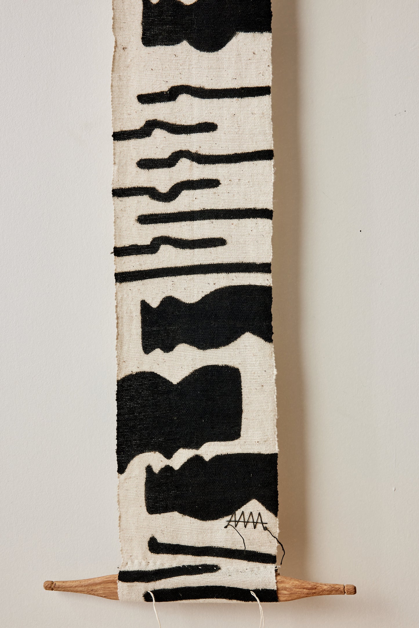 Vibrations Bogolan Wall Totem in White with Black Vibes