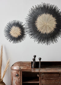 Usiku Woven Wall Black and Natural Basket Art