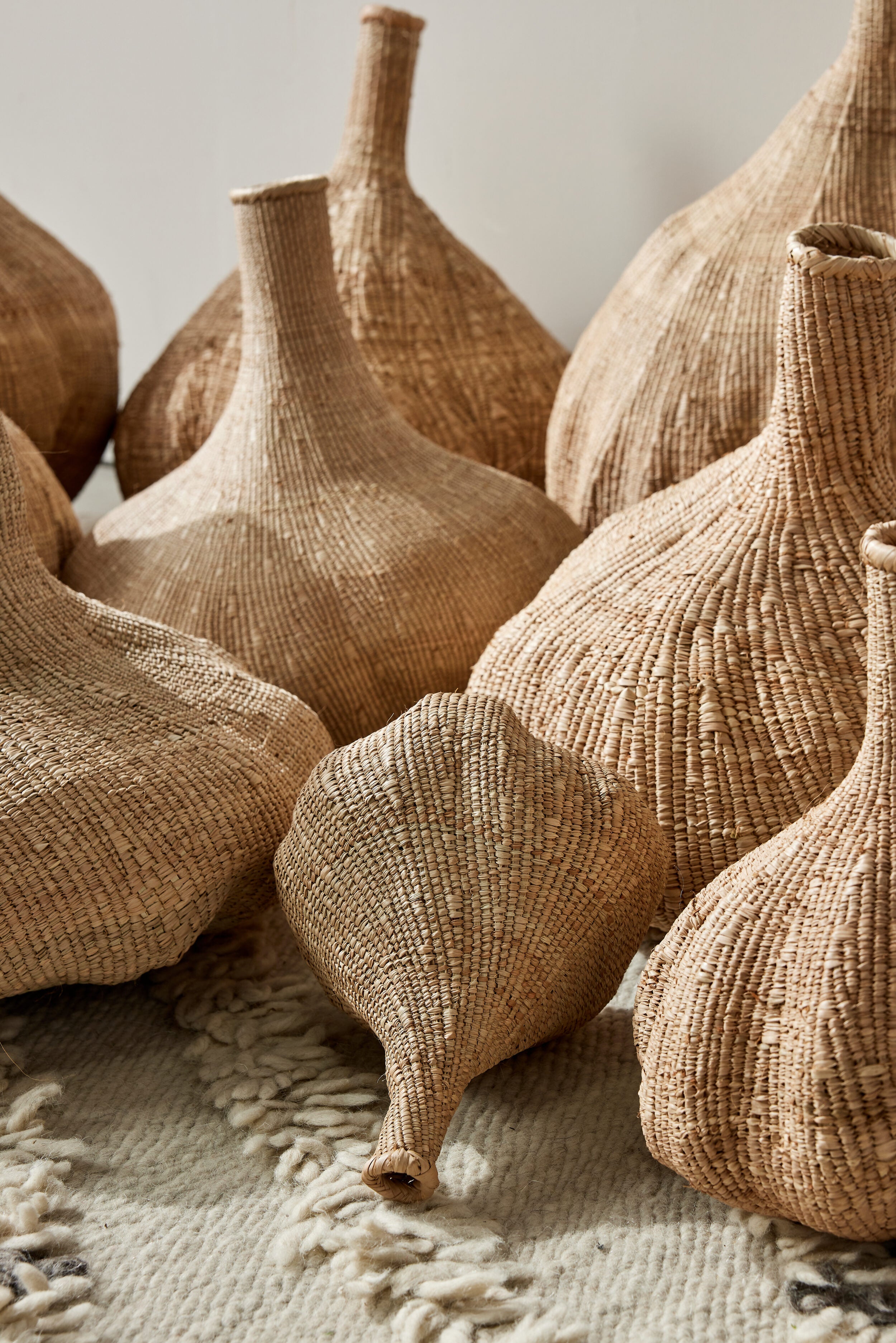 Long-Necked Ilala Garlic Gourd Handwoven African Basket, Artisan