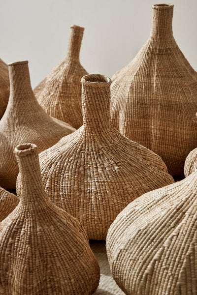 Long-Necked Ilala Garlic Gourd Handwoven African Basket, Artisan