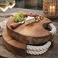 Round Wooden Cutting Board with Yacht Rope Strap
