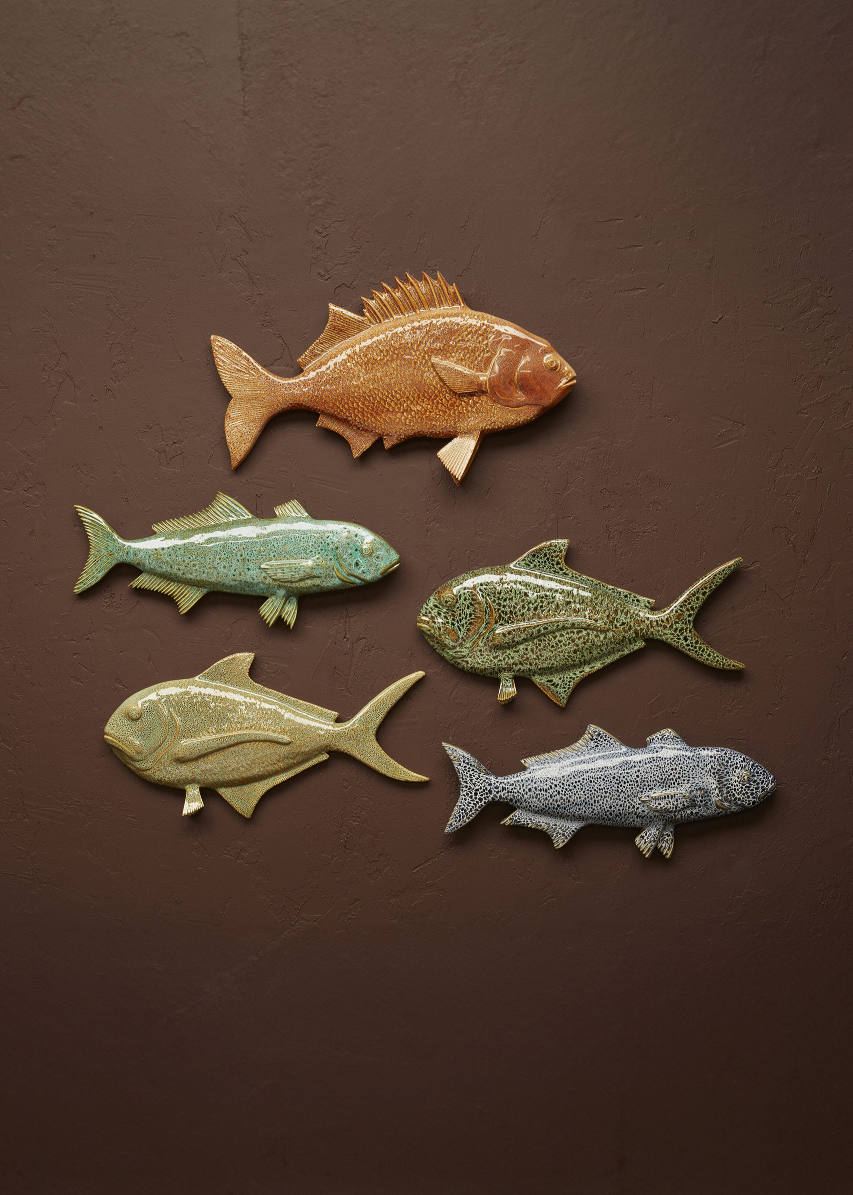 Wiid Rainbow School Ceramic Fish Wall Cast Set of 5