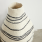 Tribal Lines Hand-Felted Wool Natural White Gourd Basket