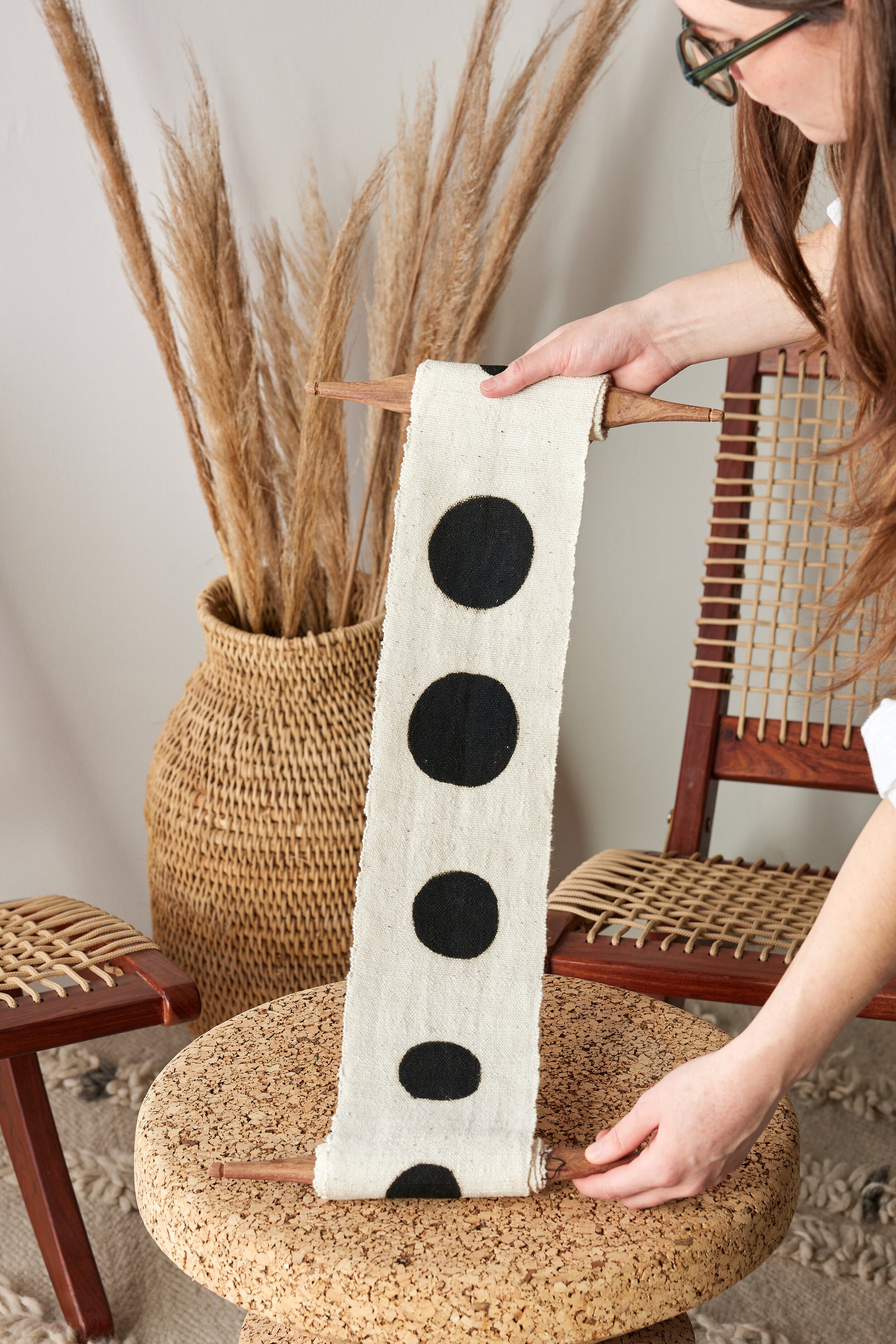 Flourish Bologan Wall Totem in White with Black Circles