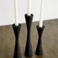 Black Wood Geo Taper Candle Holders 3 Piece Set