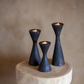 Black tea light candle holder set of 3