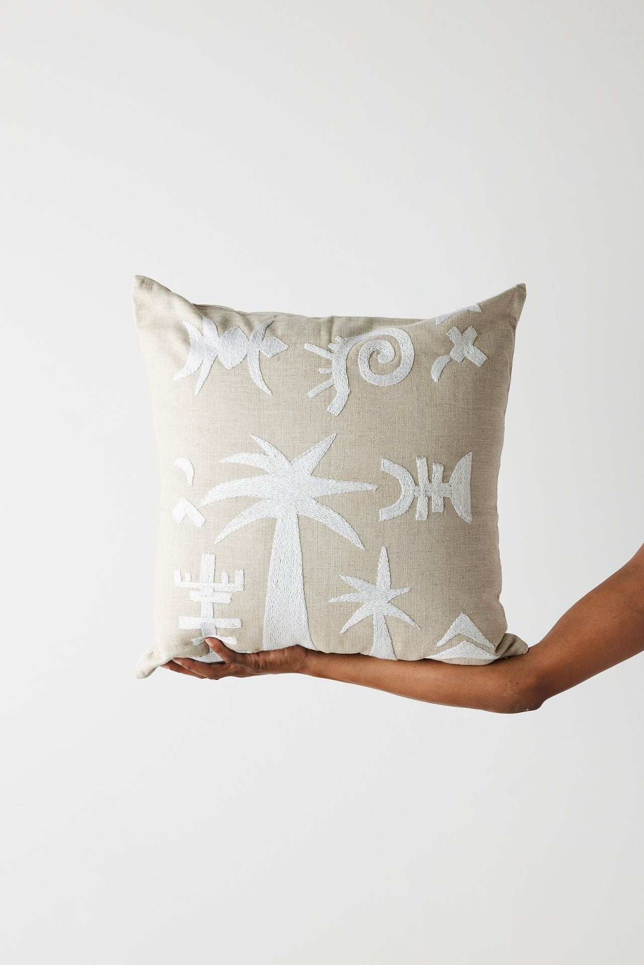Keiskamma White Silk Embroidered Pillow