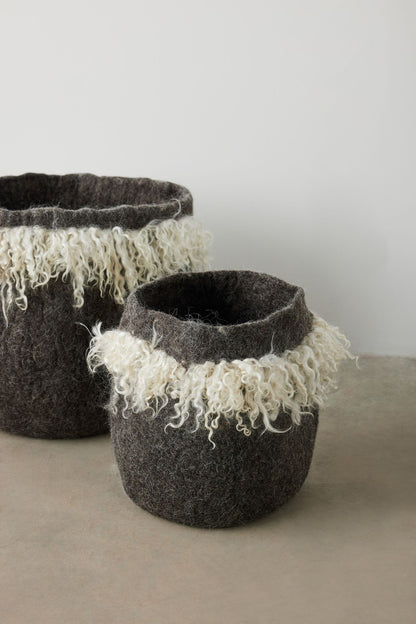 Grey Fringed Skirt Wool & Mohair Basket