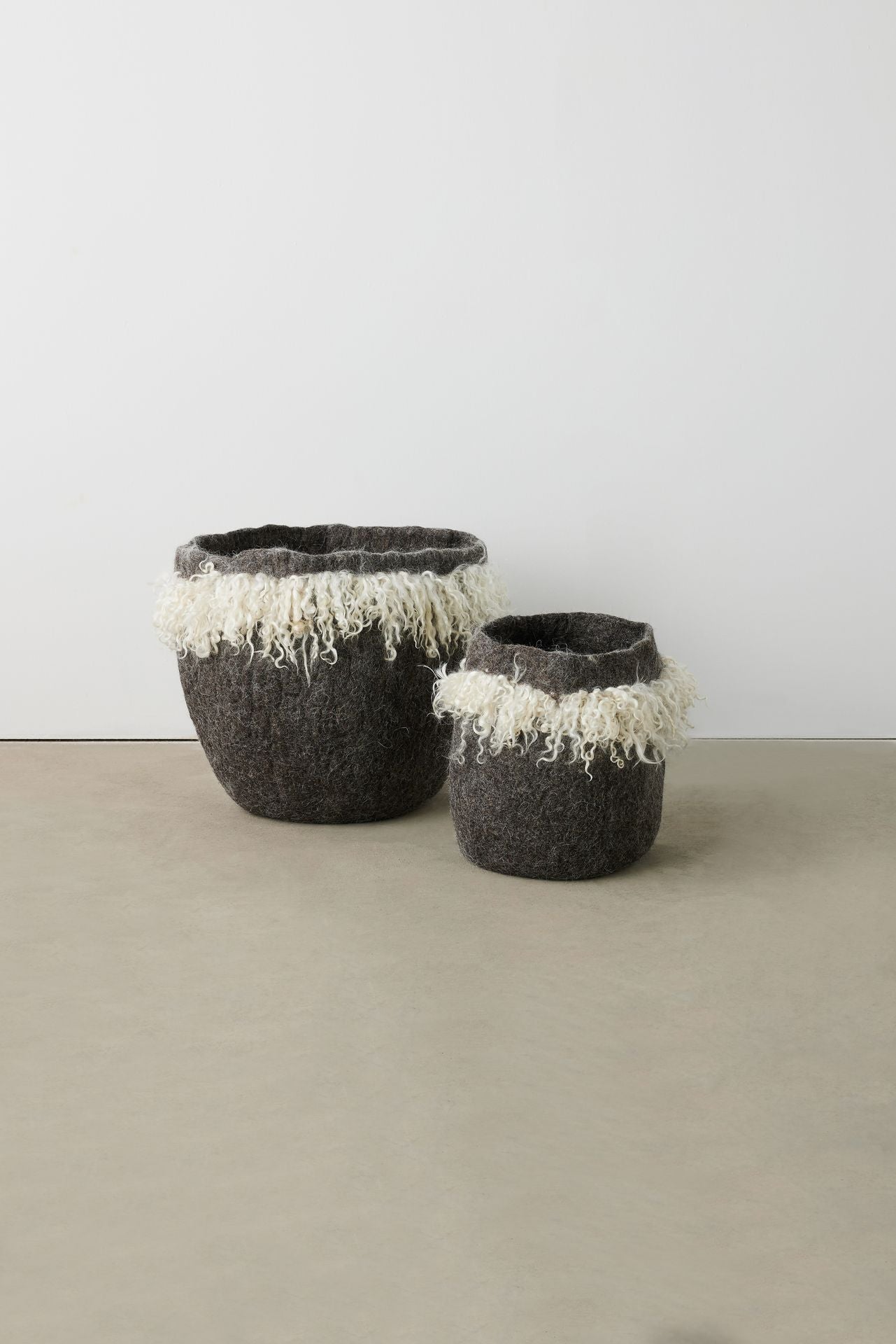 Grey Fringed Skirt Wool & Mohair Basket