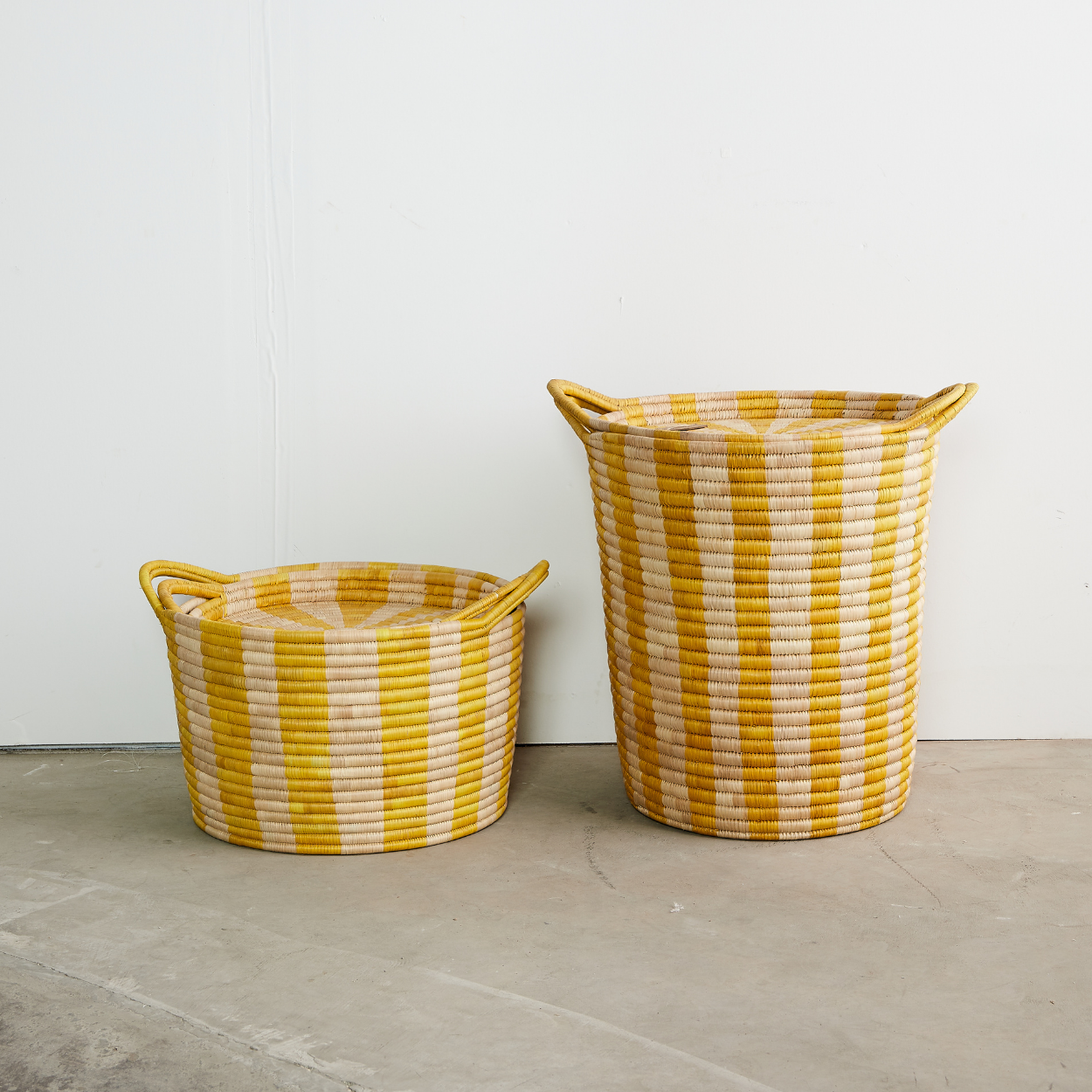 Ineke Yellow Striped Basket (Faded Color)