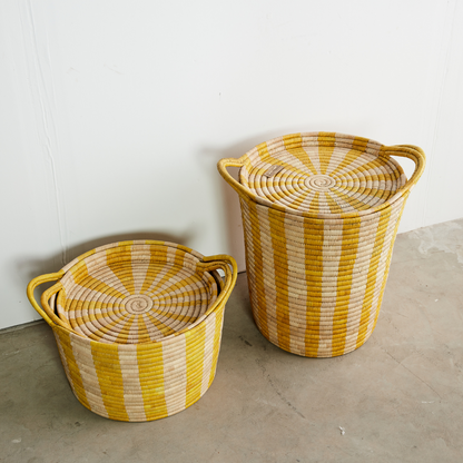 Ineke Yellow Striped Basket