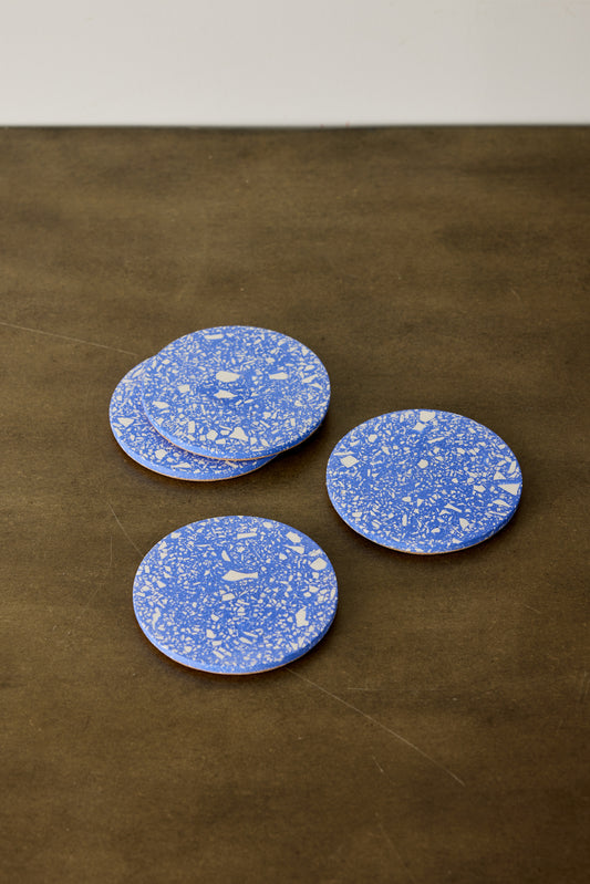 Cobalt Blue & White Terrazzo Coasters - Set of 4