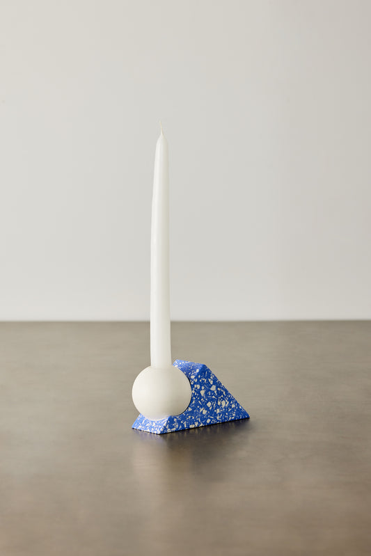 Equilibrium Cobalt Blue & White Terrazzo Taper Candle Holder