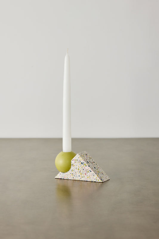 Equilibrium Bright Green & Pink Terrazzo Taper Candle Holder