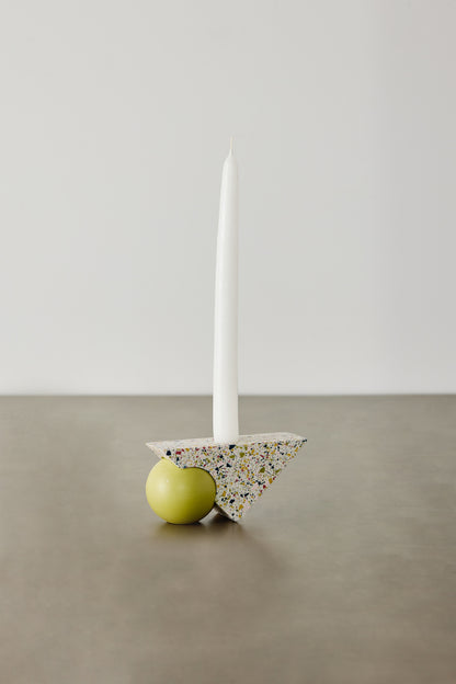 Equilibrium Bright Green & Pink Terrazzo Taper Candle Holder