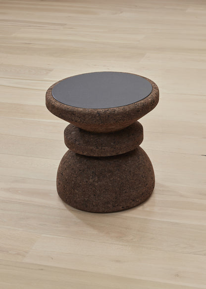 Modern Boho Cork End Table: Wiid African Cork & Granite Side Table