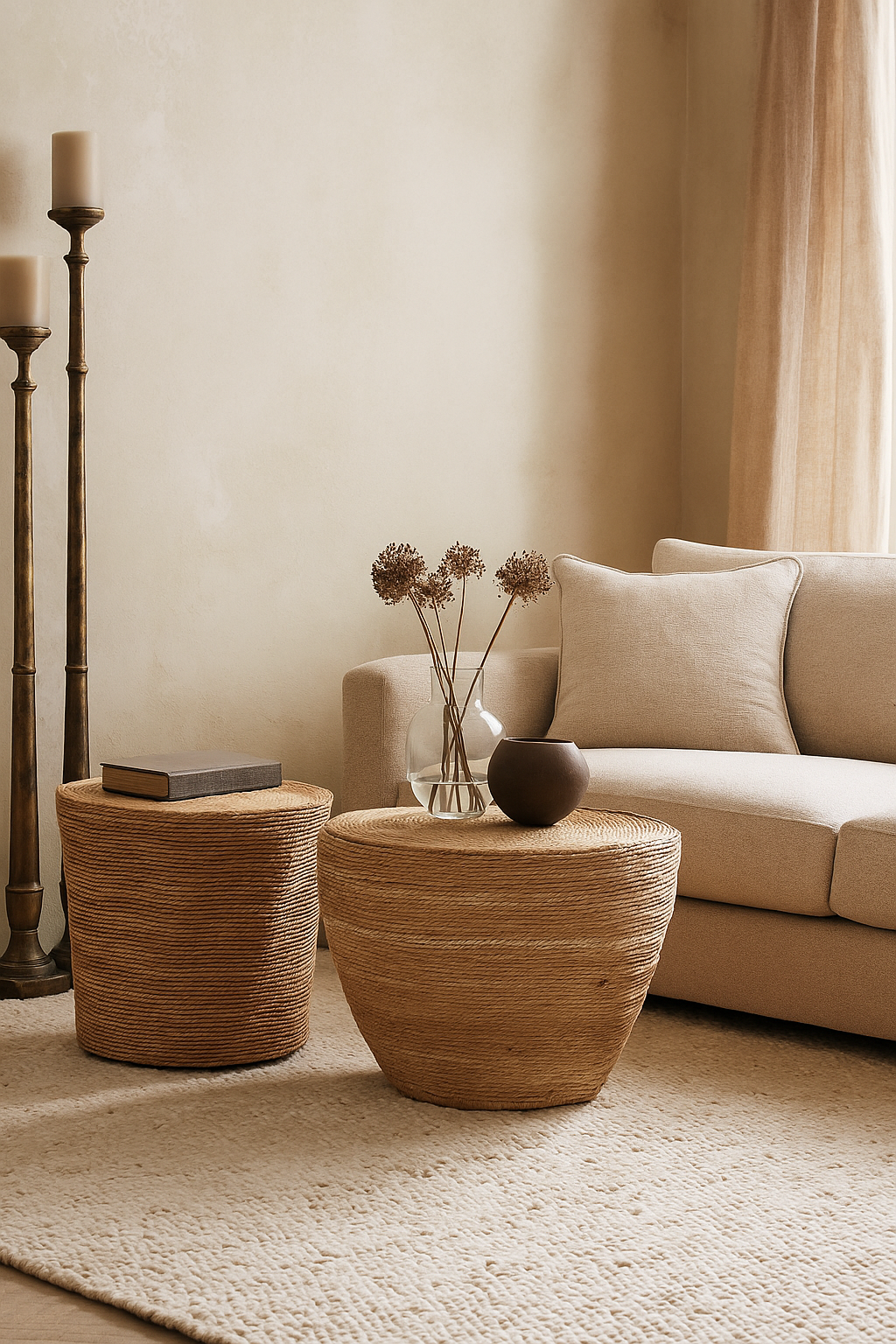 African Drum Woven Coffee Table / Planter