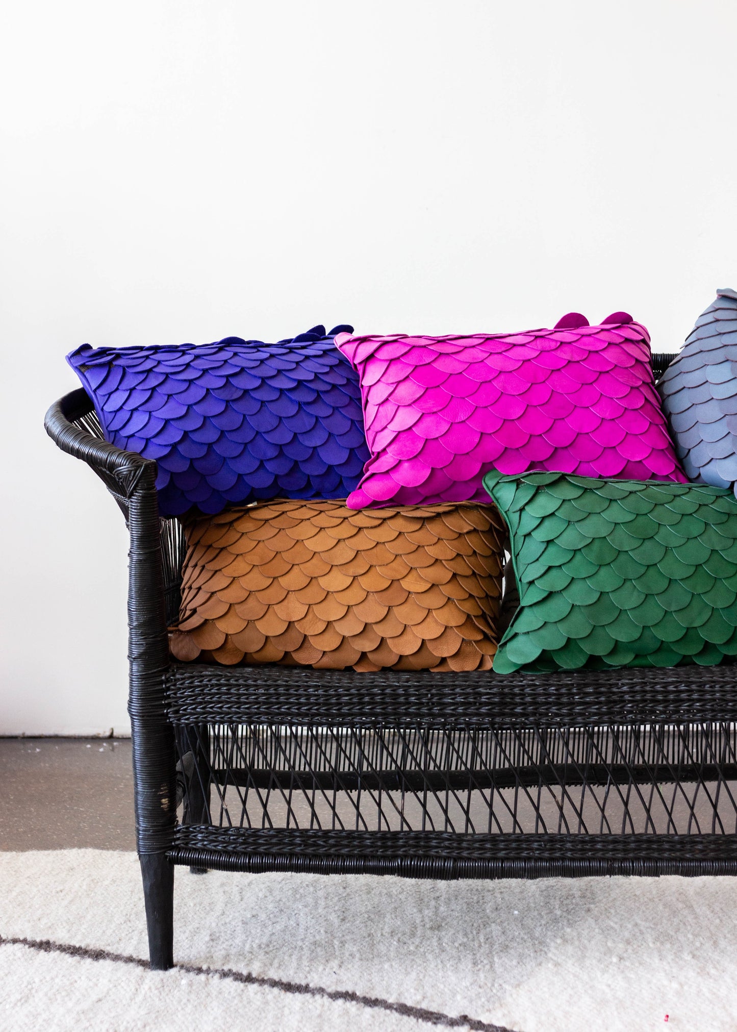 Angoni Fuchsia Scalloped Throw Pillow Cover – Light Scratches & Discoloration