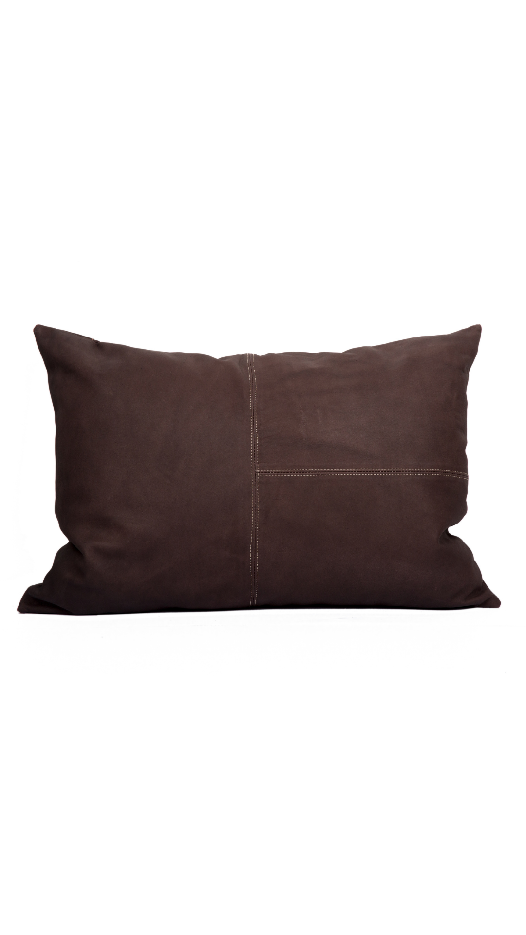 Brown leather pillow on a white background