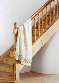 Aran Hand-Knit Wool Throw Blanket