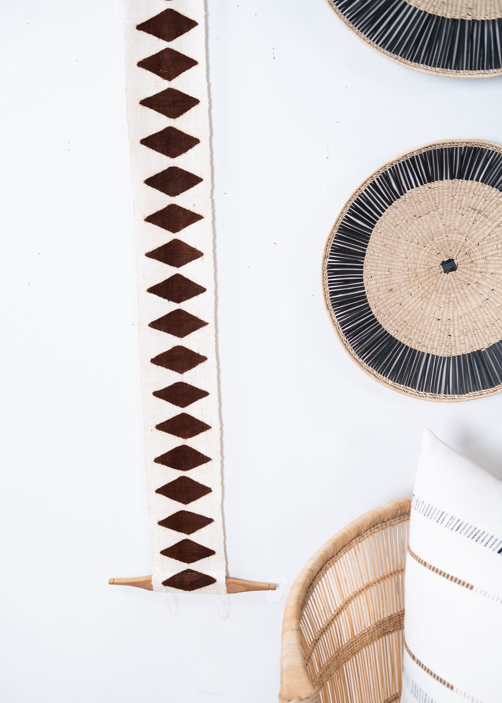 Balance Bogolan Totem in White with Brown Diamonds