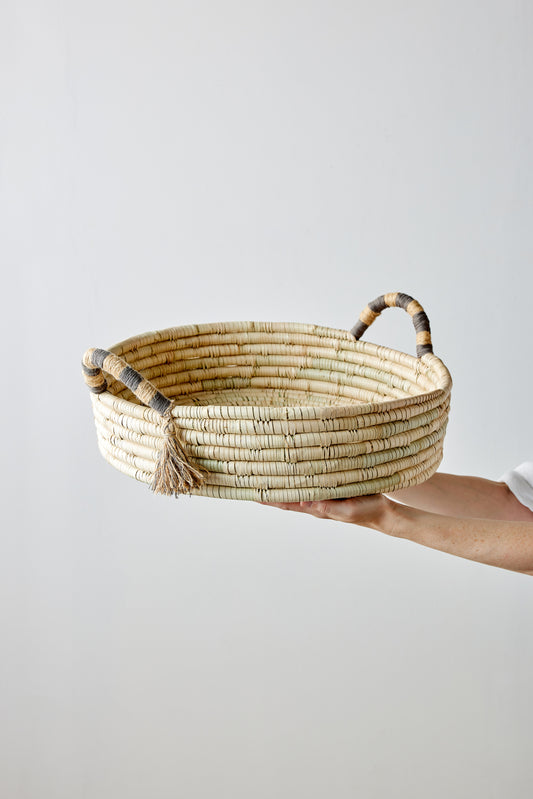 Natural Banded Betty Tray with Tassel