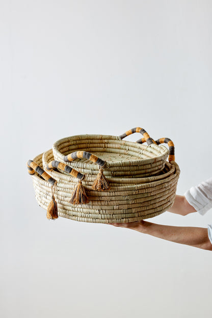 Peach Banded Betty Tray with Tassel