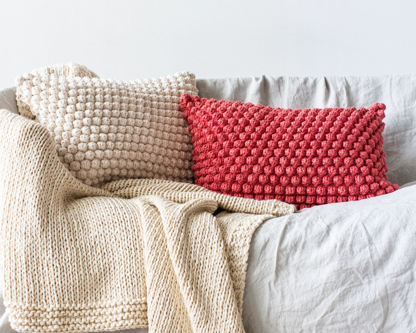 Cotton Bobbles Textured Throw Pillow