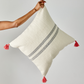 Boho Blue Stripe w/ Pink Tassel Throw Pillow