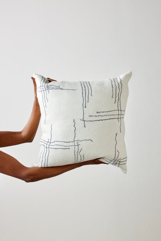 Linear Organic Wool and Silk Throw Pillow