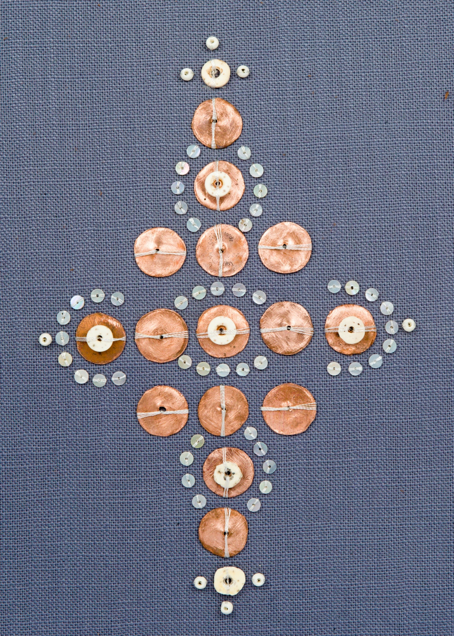Copper Clover Indigo Gray Trade Bead Pillow Cover