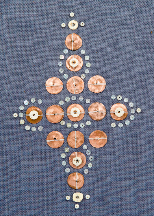 Copper Clover Indigo Gray Trade Bead Pillow Cover
