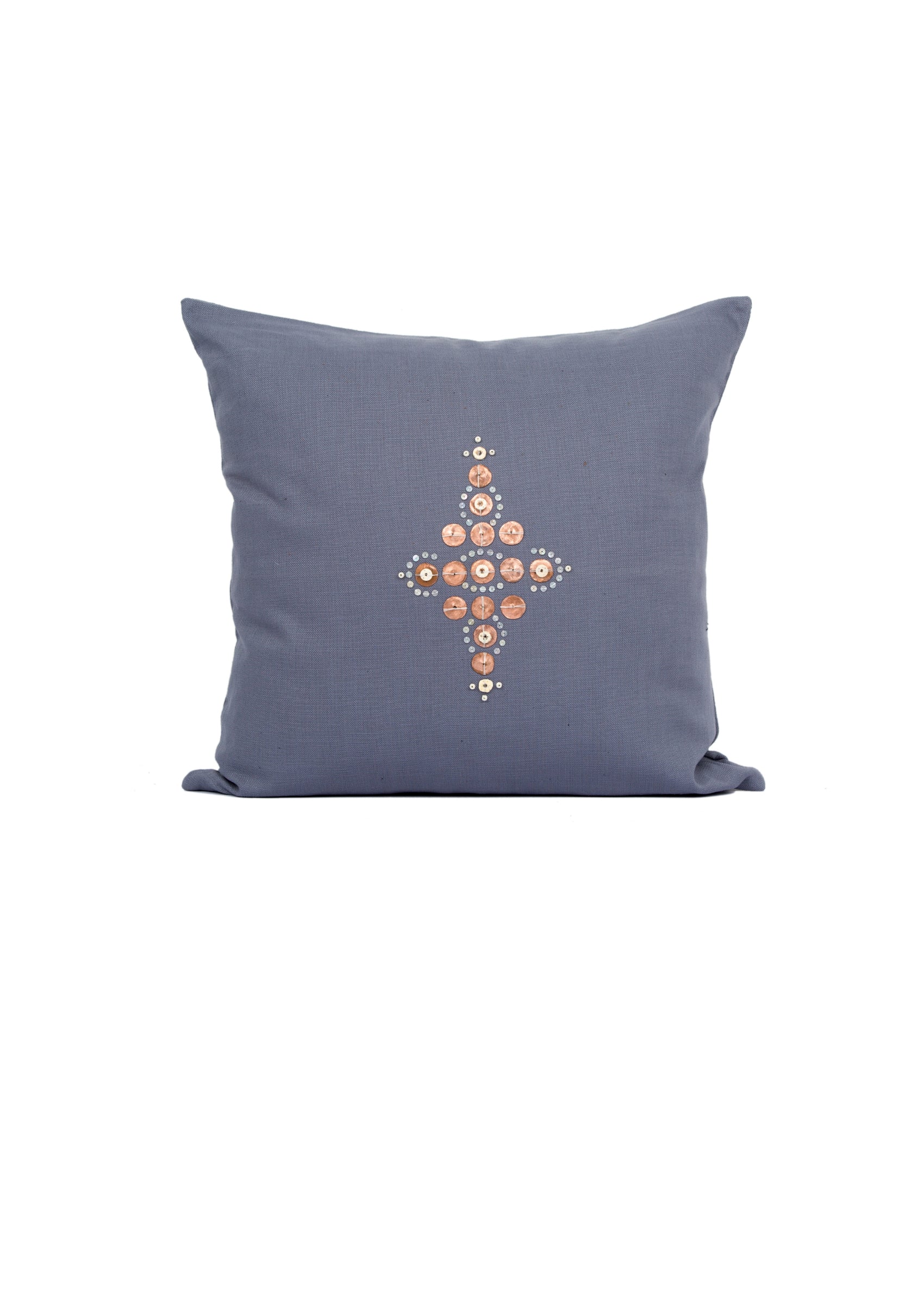 Copper Clover Indigo Gray Trade Bead Pillow Cover