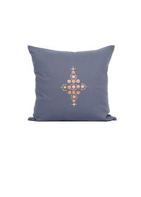 Copper Clover Indigo Gray Trade Bead Pillow Cover