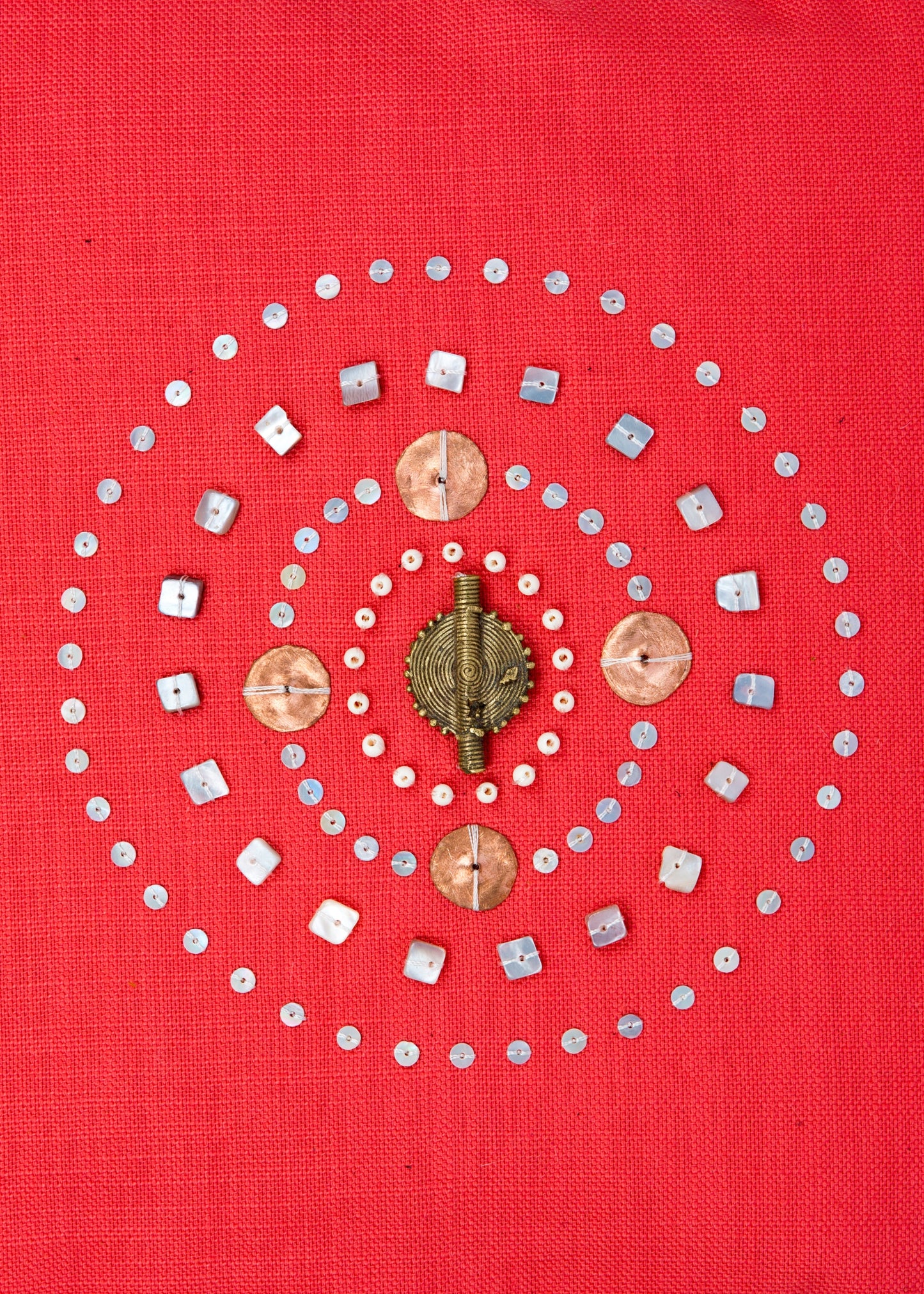 Copper Compass Coral Trade Bead Pillow