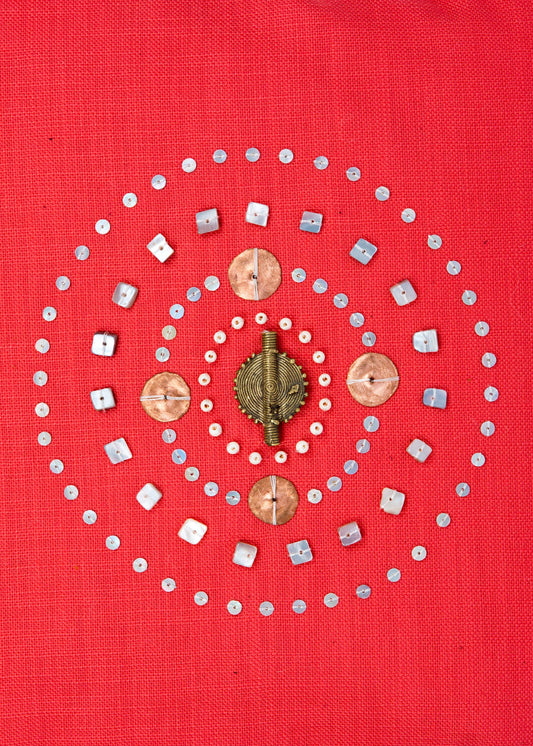 Copper Compass Coral Trade Bead Pillow