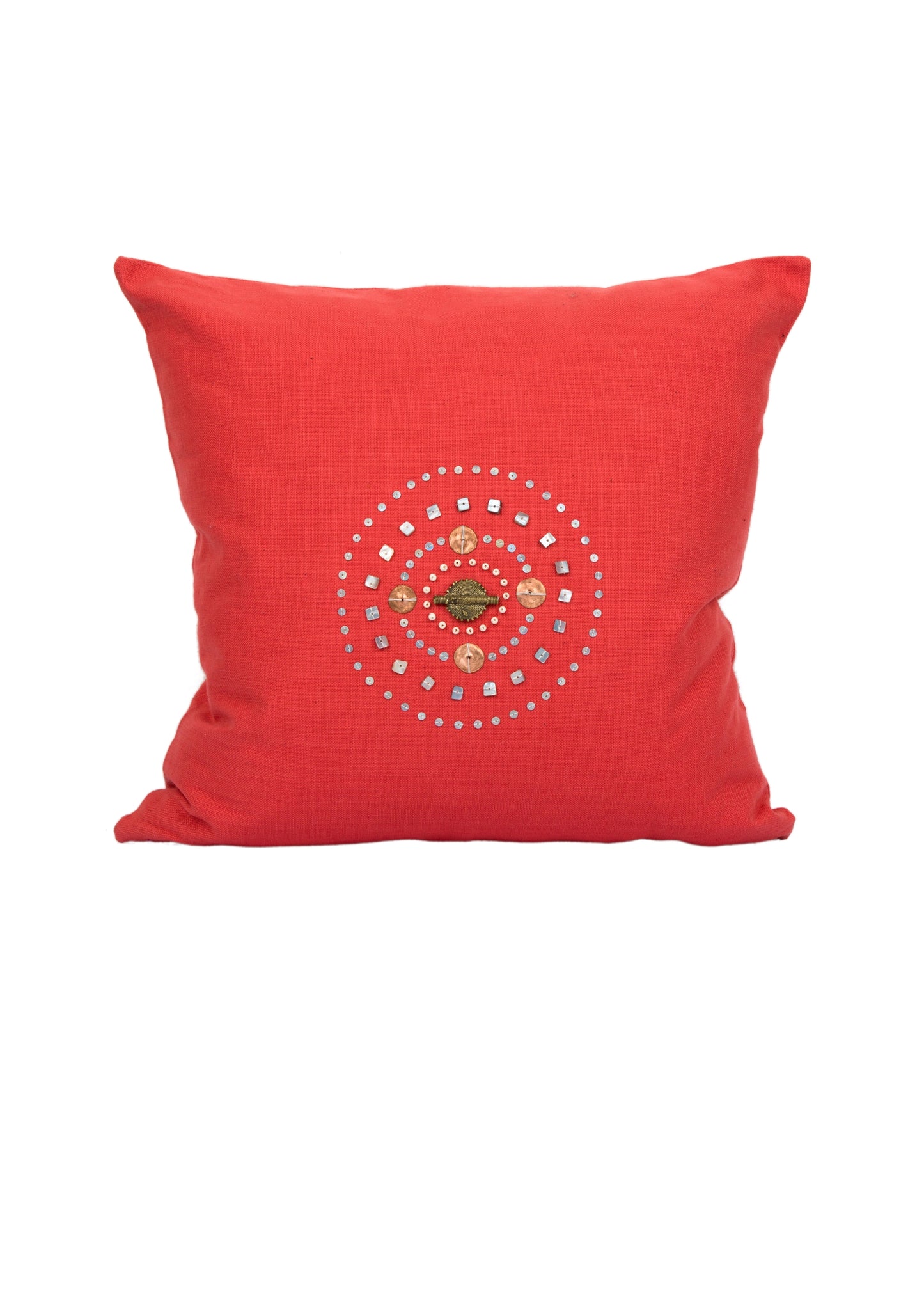 Copper Compass Coral Trade Bead Pillow