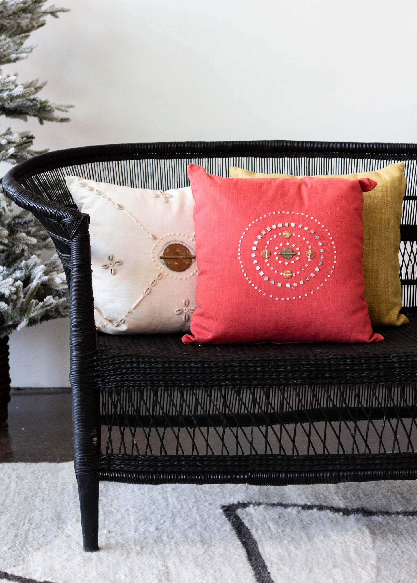 Copper Compass Coral Trade Bead Pillow