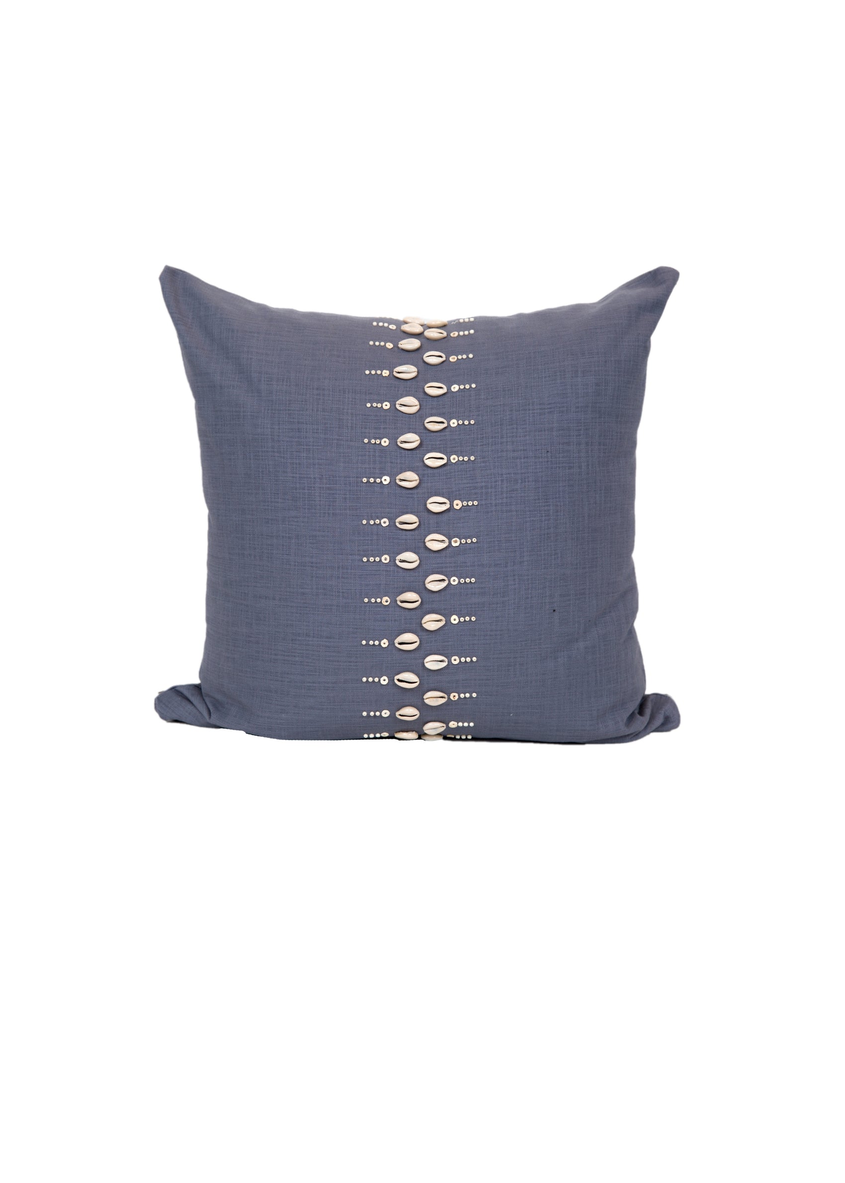 Cowrie Ileli Indigo Grey Trade Bead Pillow Cover