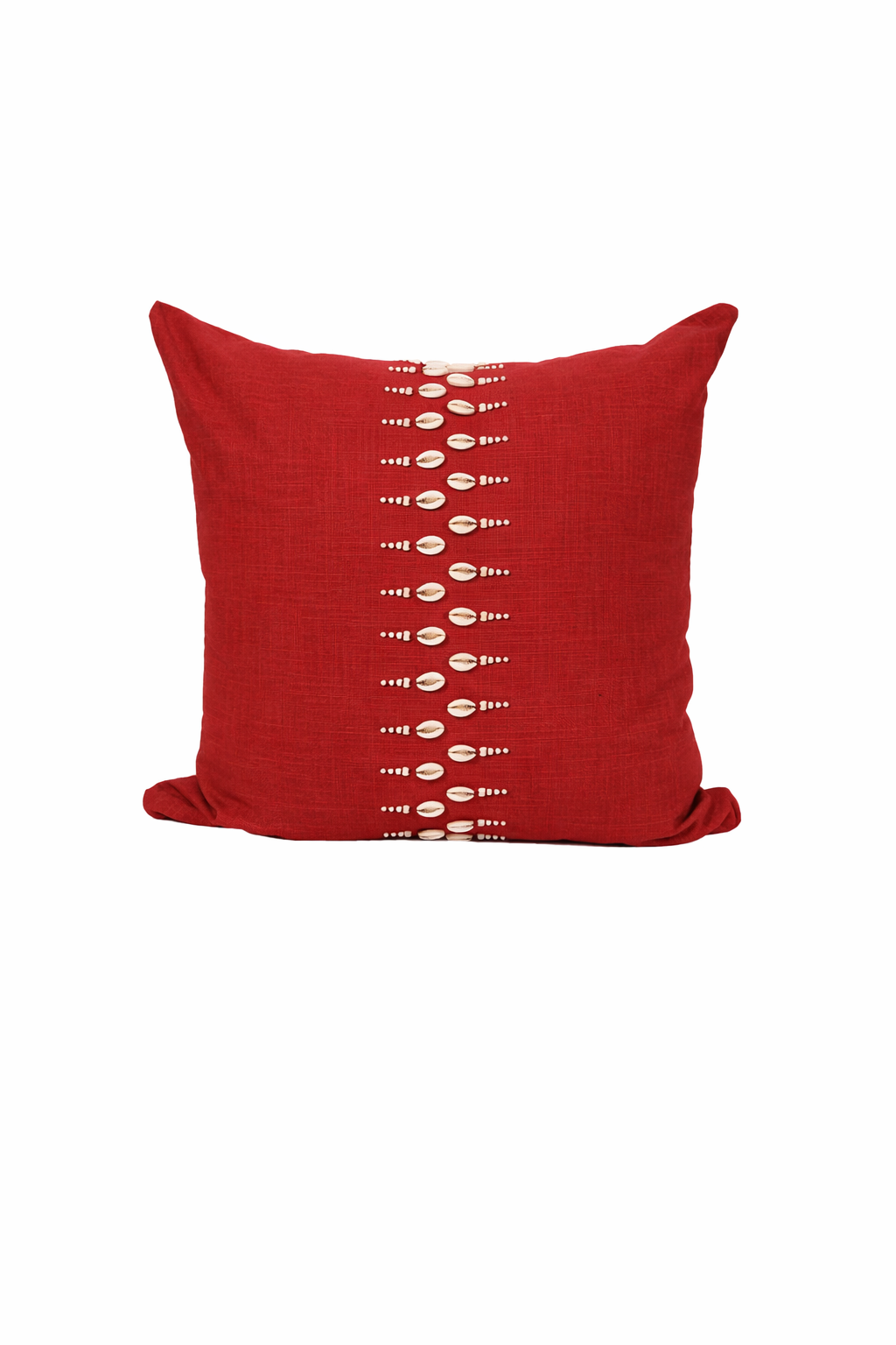 Cowrie Ileli Crimson Red Trade Bead Pillow Cover