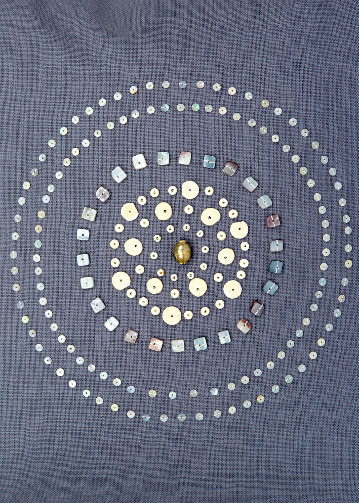 Dwuza Indigo Gray Trade Bead Pillow Cover