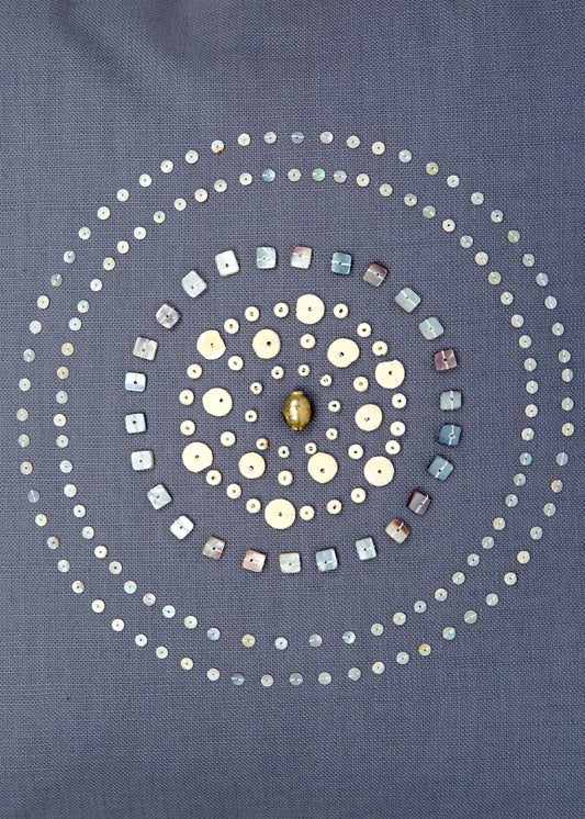 Dwuza Indigo Gray Trade Bead Pillow Cover