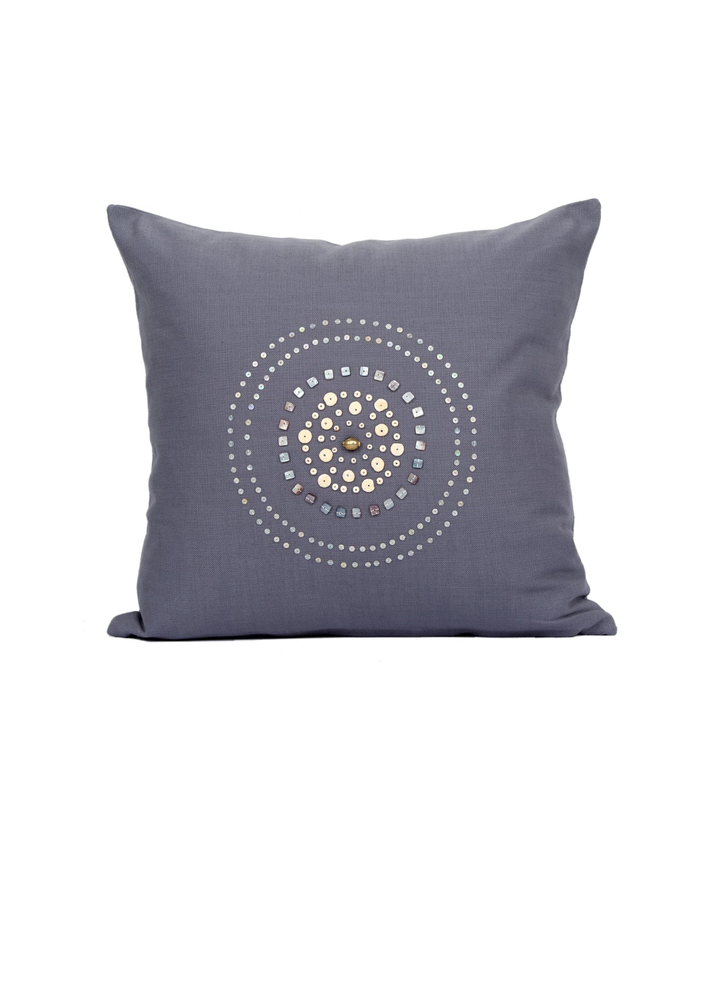 Dwuza Indigo Gray Trade Bead Pillow Cover