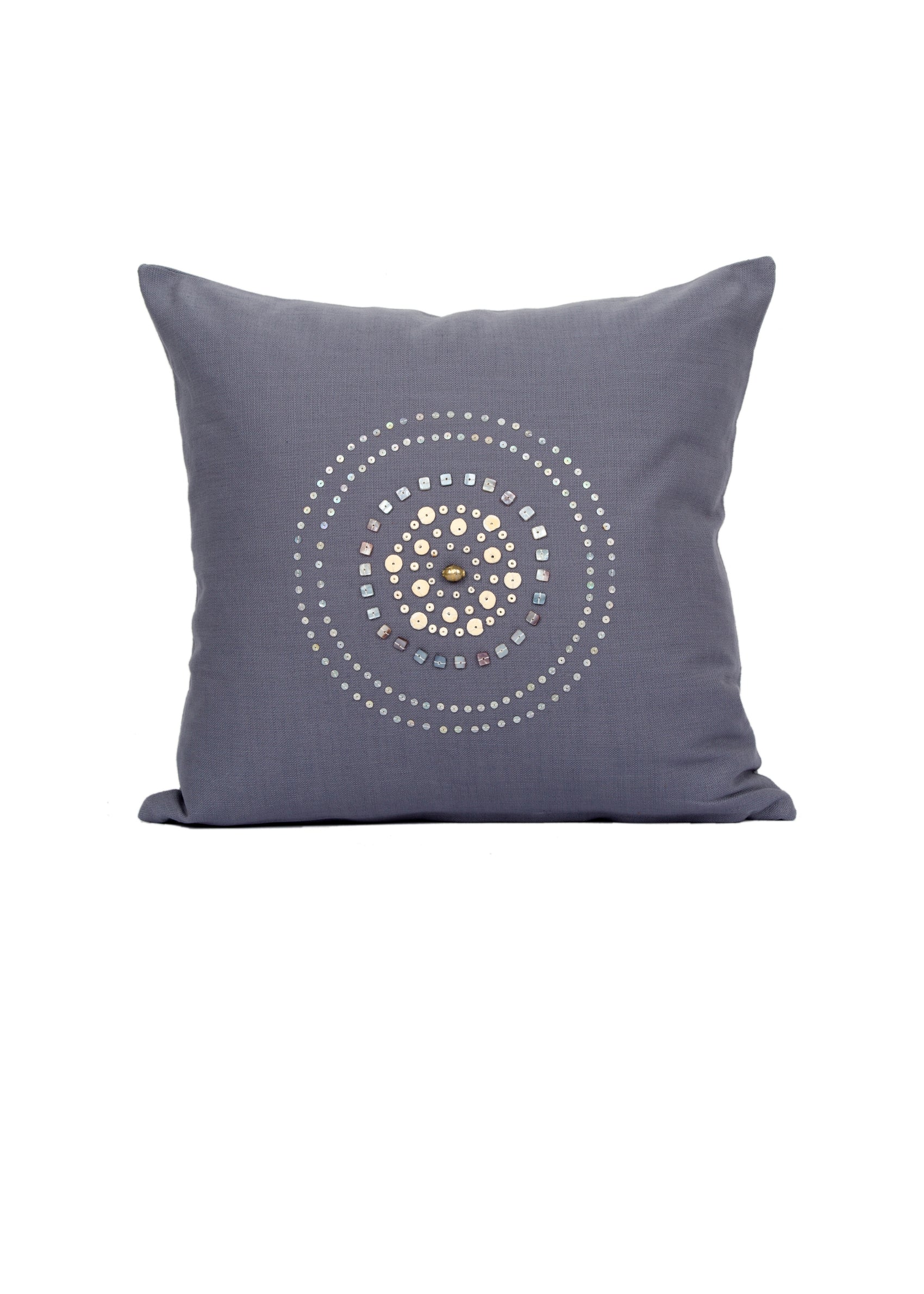 Dwuza Indigo Gray Trade Bead Pillow Cover