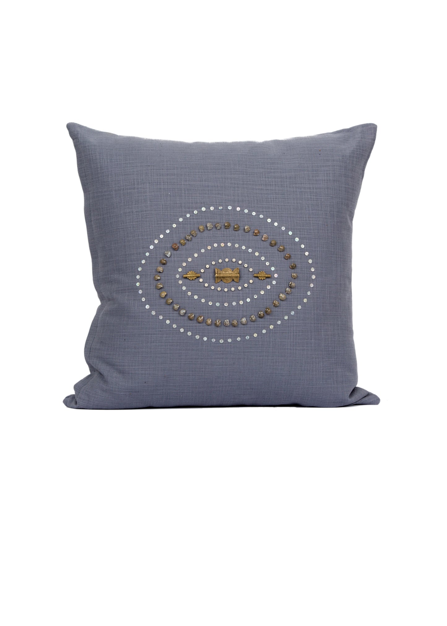 Dzira Indigo Gray Trade Bead Pillow Cover