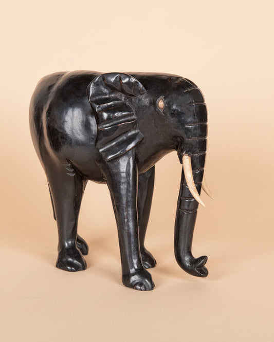 Ebony Ivorian Elephant Sculpture