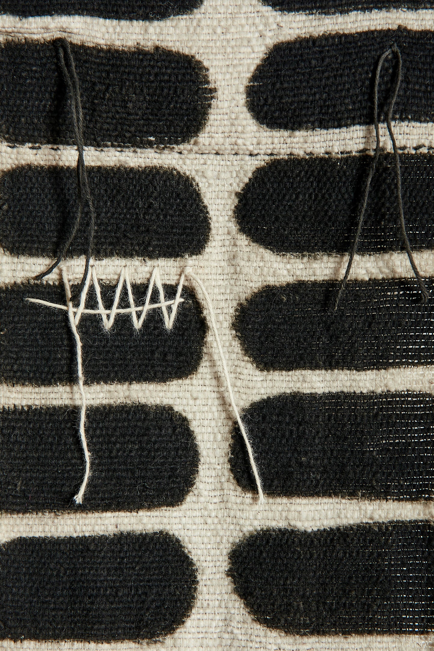 Flexibility Bogolan Wall Totem in Black with White Lines