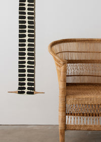 Flexibility Bogolan Wall Totem in Black with White Lines