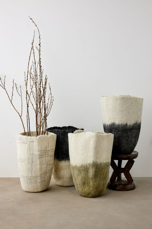 Eclipse Olive Green Wool Floor Vase