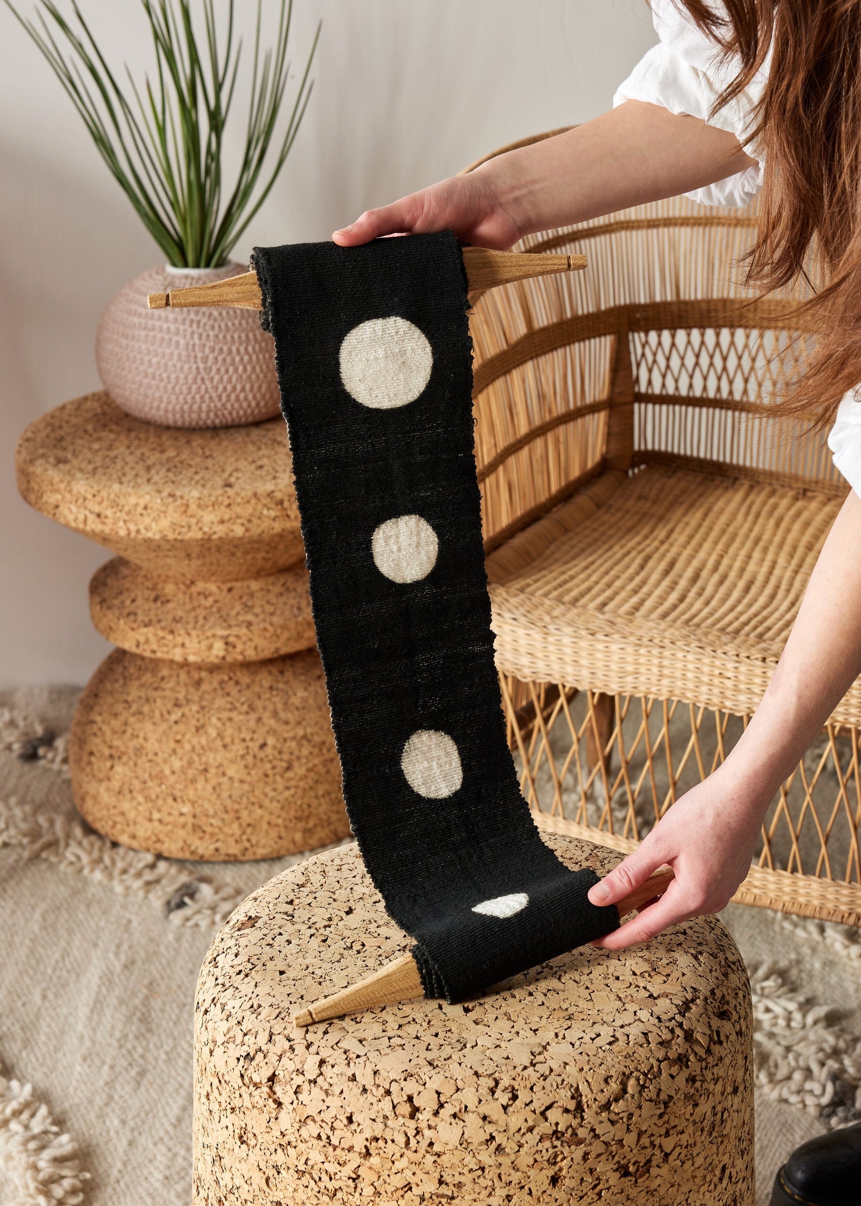 Flourish Bologan Wall Totem in Black with White Circles
